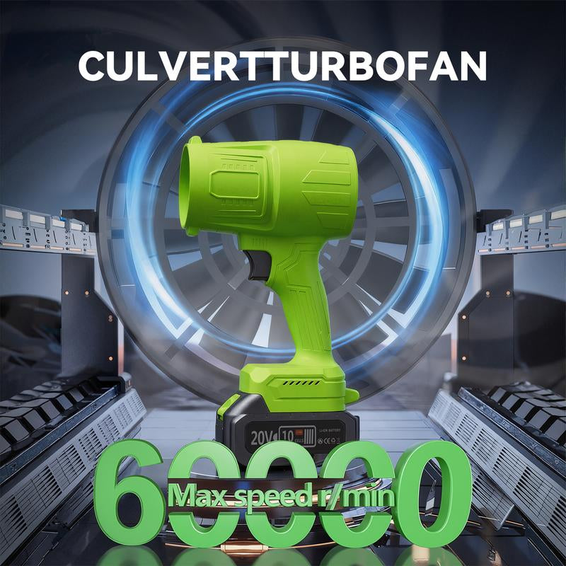 Turbo Jet Blower Leaf Blower Violent Turbo Fan Pure Copper Motor Cordless Turbo Power Air Duster Home Improve Garden Maintain Leaf Removal Manual Operation