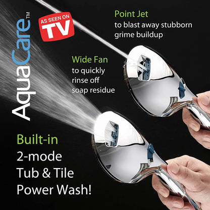 Experience Ultimate Shower Luxury with the AquaCare High-Pressure 8-Mode Handheld Shower Head - Featuring Anti-Clog Nozzles, Built-In Power Wash, and an Extra Long 6 Ft. Stainless Steel Hose for Effortless Cleaning