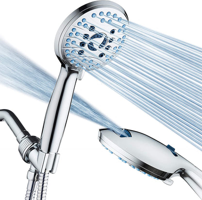 Experience Ultimate Shower Luxury with the AquaCare High-Pressure 8-Mode Handheld Shower Head - Featuring Anti-Clog Nozzles, Built-In Power Wash, and an Extra Long 6 Ft. Stainless Steel Hose for Effortless Cleaning