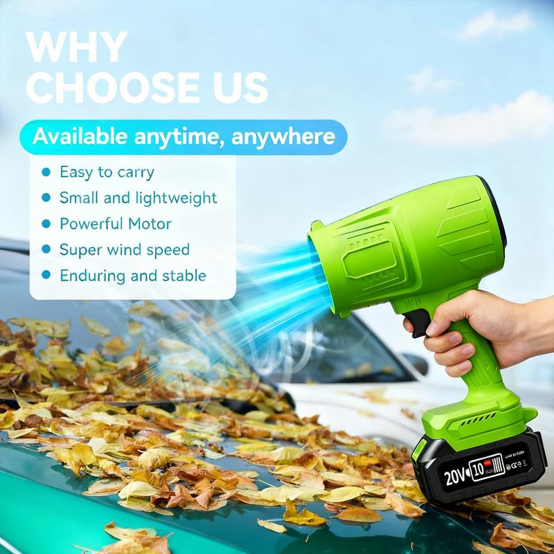 Turbo Jet Blower Leaf Blower Violent Turbo Fan Pure Copper Motor Cordless Turbo Power Air Duster Home Improve Garden Maintain Leaf Removal Manual Operation