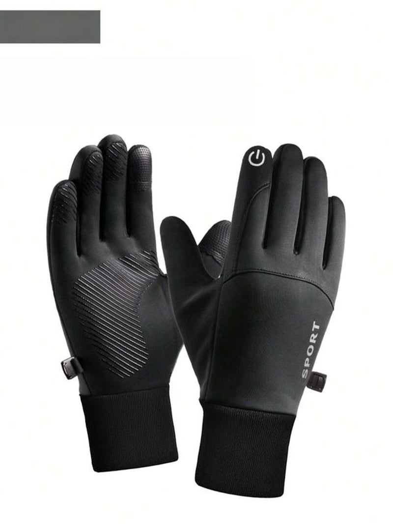1 Pair of Warm and Waterproof Touch Screen Men'S Hand Gloves, Suitable for Outdoor Sports, Skiing, Motorcycle Riding, Bicycle Riding, Made of Polyester Fiber, Halloween, Christmas