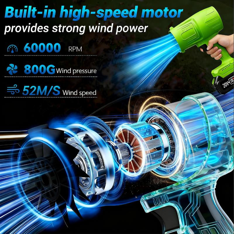 Turbo Jet Blower Leaf Blower Violent Turbo Fan Pure Copper Motor Cordless Turbo Power Air Duster Home Improve Garden Maintain Leaf Removal Manual Operation