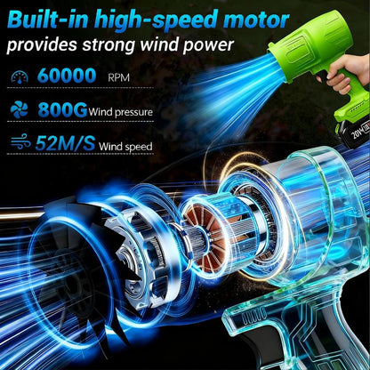 Turbo Jet Blower Leaf Blower Violent Turbo Fan Pure Copper Motor Cordless Turbo Power Air Duster Home Improve Garden Maintain Leaf Removal Manual Operation