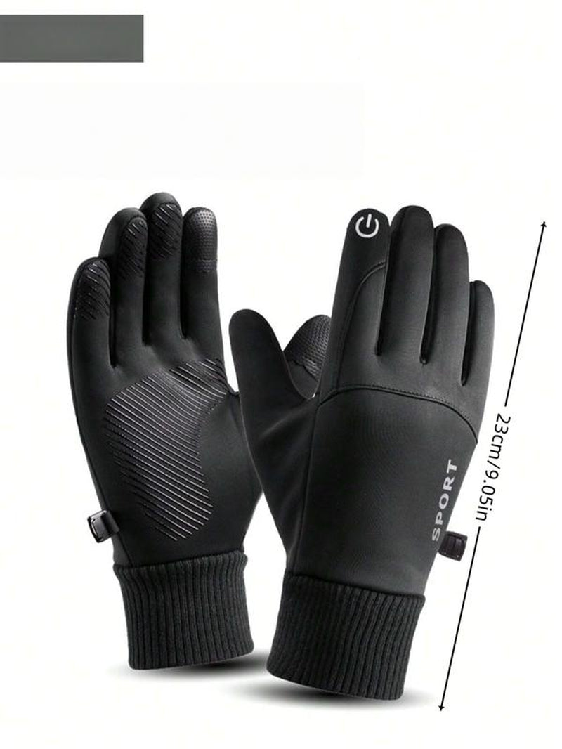 1 Pair of Warm and Waterproof Touch Screen Men'S Hand Gloves, Suitable for Outdoor Sports, Skiing, Motorcycle Riding, Bicycle Riding, Made of Polyester Fiber, Halloween, Christmas