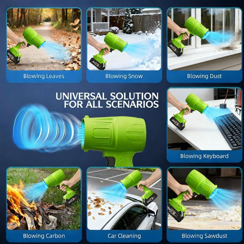 Turbo Jet Blower Leaf Blower Violent Turbo Fan Pure Copper Motor Cordless Turbo Power Air Duster Home Improve Garden Maintain Leaf Removal Manual Operation