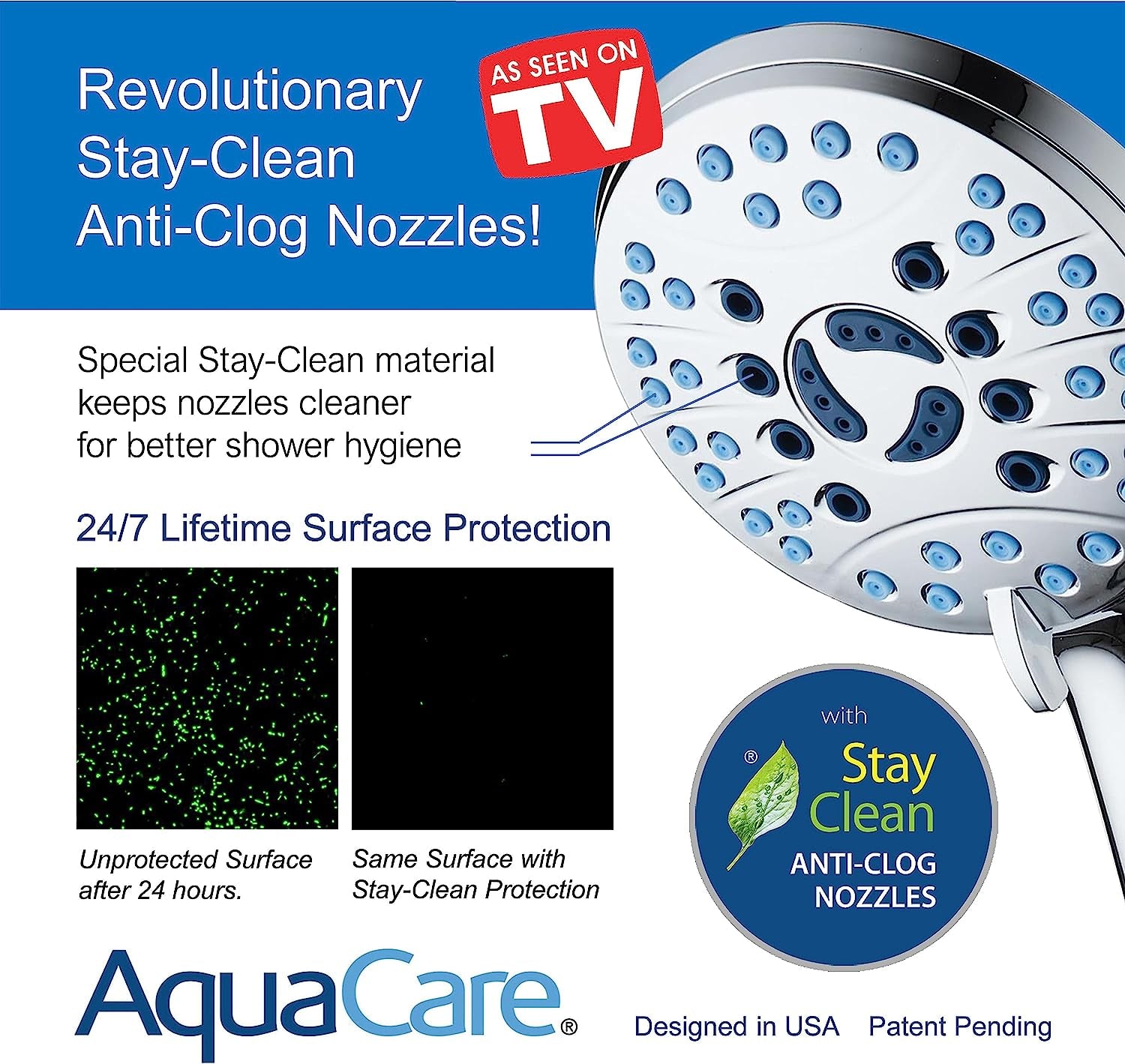 Experience Ultimate Shower Luxury with the AquaCare High-Pressure 8-Mode Handheld Shower Head - Featuring Anti-Clog Nozzles, Built-In Power Wash, and an Extra Long 6 Ft. Stainless Steel Hose for Effortless Cleaning